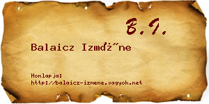Balaicz Izméne névjegykártya